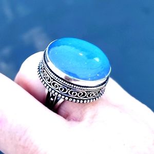 New Dichroic Glass 925 Silver Ring.